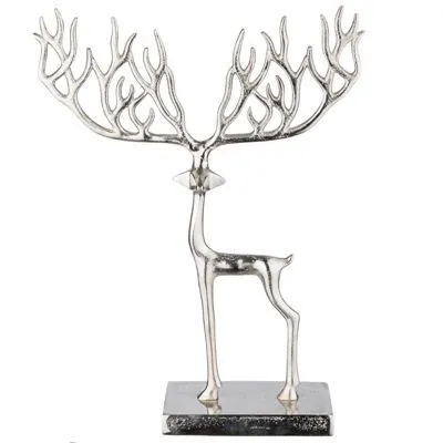 Фигура Олень (металл), 24,5x7,5xH33см, серебро