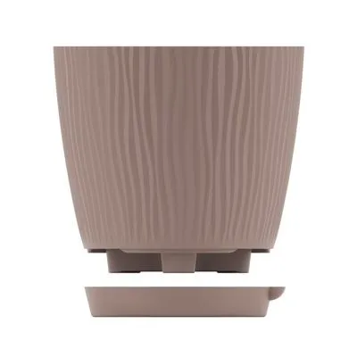 Горшок пластиковый Флис с прикорневым поливом, какао, 16х16х15см, 2л; Россия