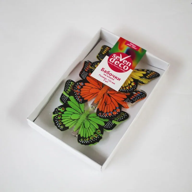 Набор прищепок Бабочка (перо), 12см, (3шт.)