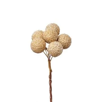 Набор шариков засахаренных на вставках 6шт., D2,2xL11см, золотой