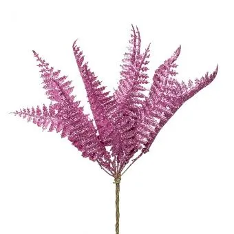 Набор листьев с глиттером 12шт., H19см, розовый