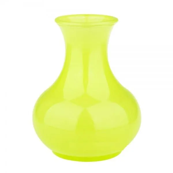 Ваза стеклянная, лимонная, изгиб, 19,5см; Россия