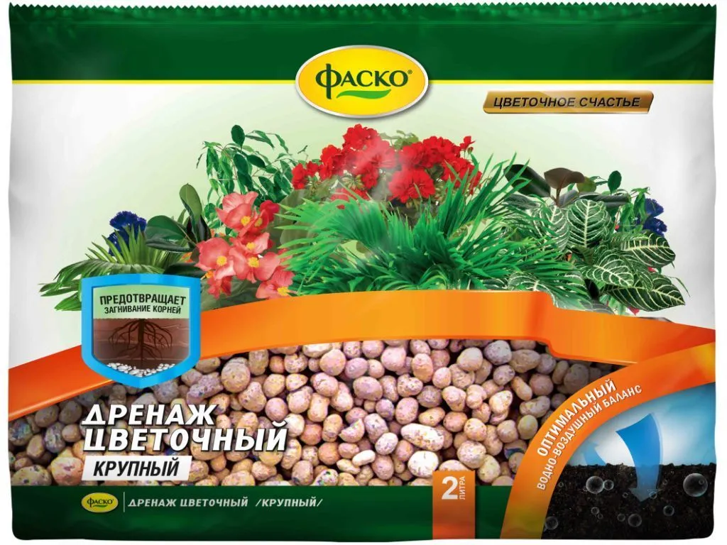 Дренаж крупный керамзитовый, 2л; Фаско
