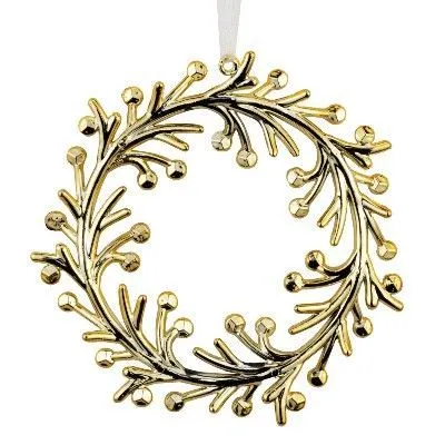 Украшение подвесное Веночек (пластик), 14х14см, золотой/серебро