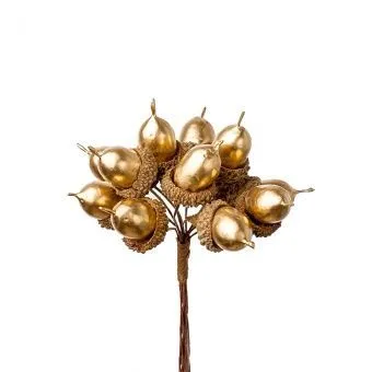 Набор желудей на вставках 12шт., D1,5x2,5xL12см, коричневый