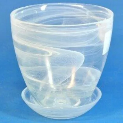 картинка Горшок стеклянный, прозрачно-белый. 13х12см, 085л; Россия от магазина Флоранж