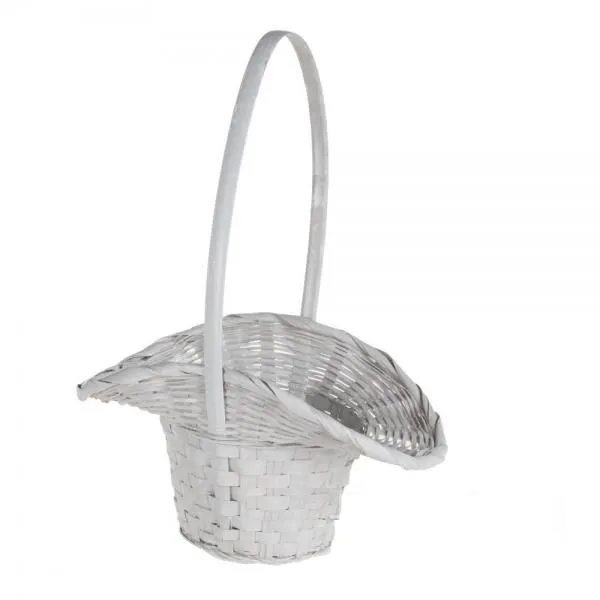 Корзина плетеная Шляпка (бамбук), белая, 21x13xH14/29см