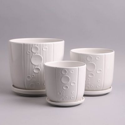 горшок Керамика 99215 №1 из 3-х белый, 14х14см; Китай