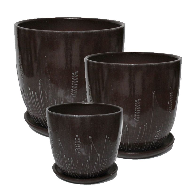 картинка Горшок керамический A123 Meldas, черный, 18,5х16,5см, 2,4л; Литва от магазина Флоранж