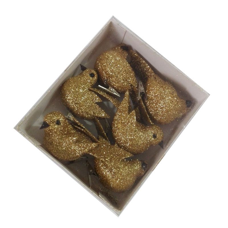картинка Набор птичек с глиттером на прищепках 8 см, 6 шт от магазина Флоранж
