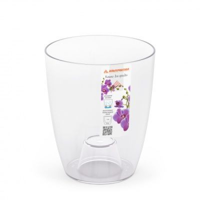 Горшок пластиковый для орхидей, прозрачный, 13х15,5см, 1,4л; Россия