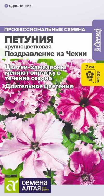 Петуния Поздравление из Чехии смесь полумахровая (цветной пакет) 10шт; Семена Алтая