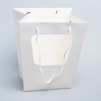 картинка Сумка Плайм с прозрачным окном 96902 для цветов, белый, 26х20х30см от магазина Флоранж