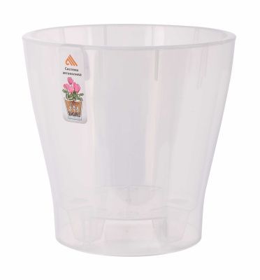 Горшок пластиковый Лея двойной с автополивом, прозрачный, 19х19см, 3,6л; Россия