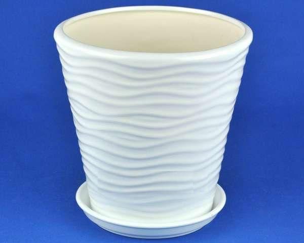 картинка Горшок керамический  Волна, шелк-белый,  28х27см, 9л; Китай от магазина Флоранж