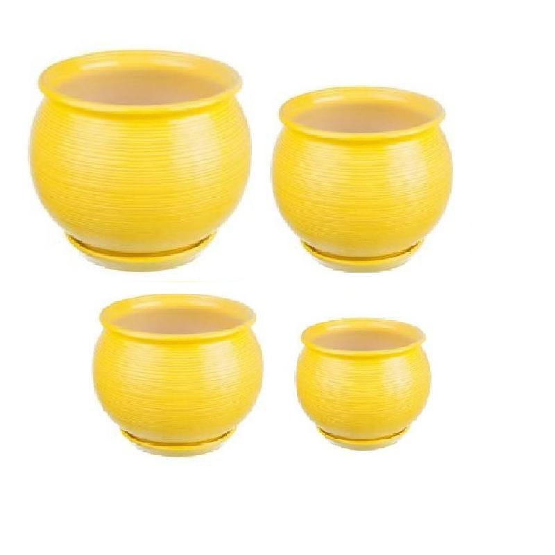 Горшок керамический Радуга (2-й из набора), желтый, 22х18см, 4,9л; Россия