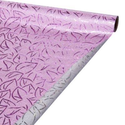 Рулон пленка на металл основе. Листья, розовый, 50см х5м; Китай