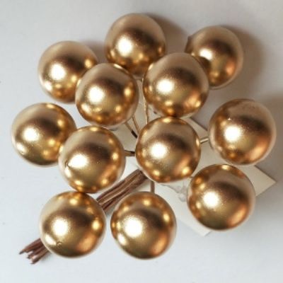 Набор шариков на вставках 12шт, D2xL11см, золотой