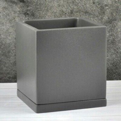 Горшок керамический Кубик 654994, графит, 15*15/h17см, 2.6 л; Россия