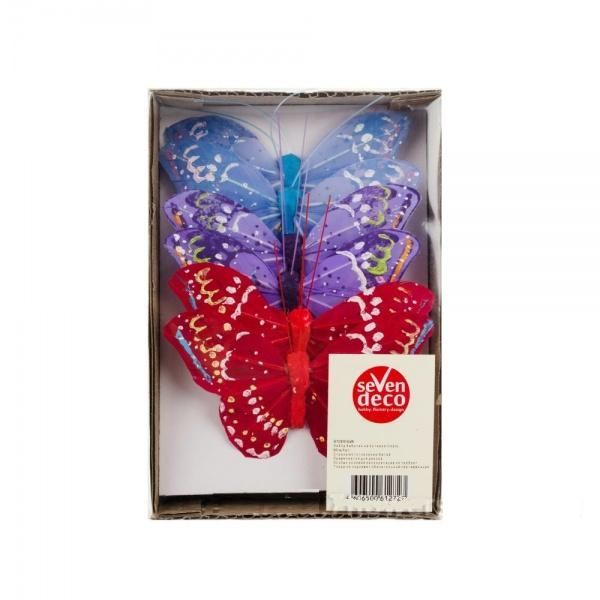 картинка Набор вставок Бабочка (перо) 9,5см, 3 цвета, (6шт) от магазина Флоранж