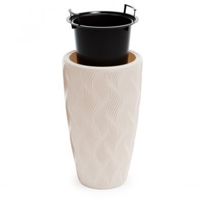 Кашпо пластиковое напольное Флэйм, бежевое, 5л 29,5х29,5х50см  24л; Россия