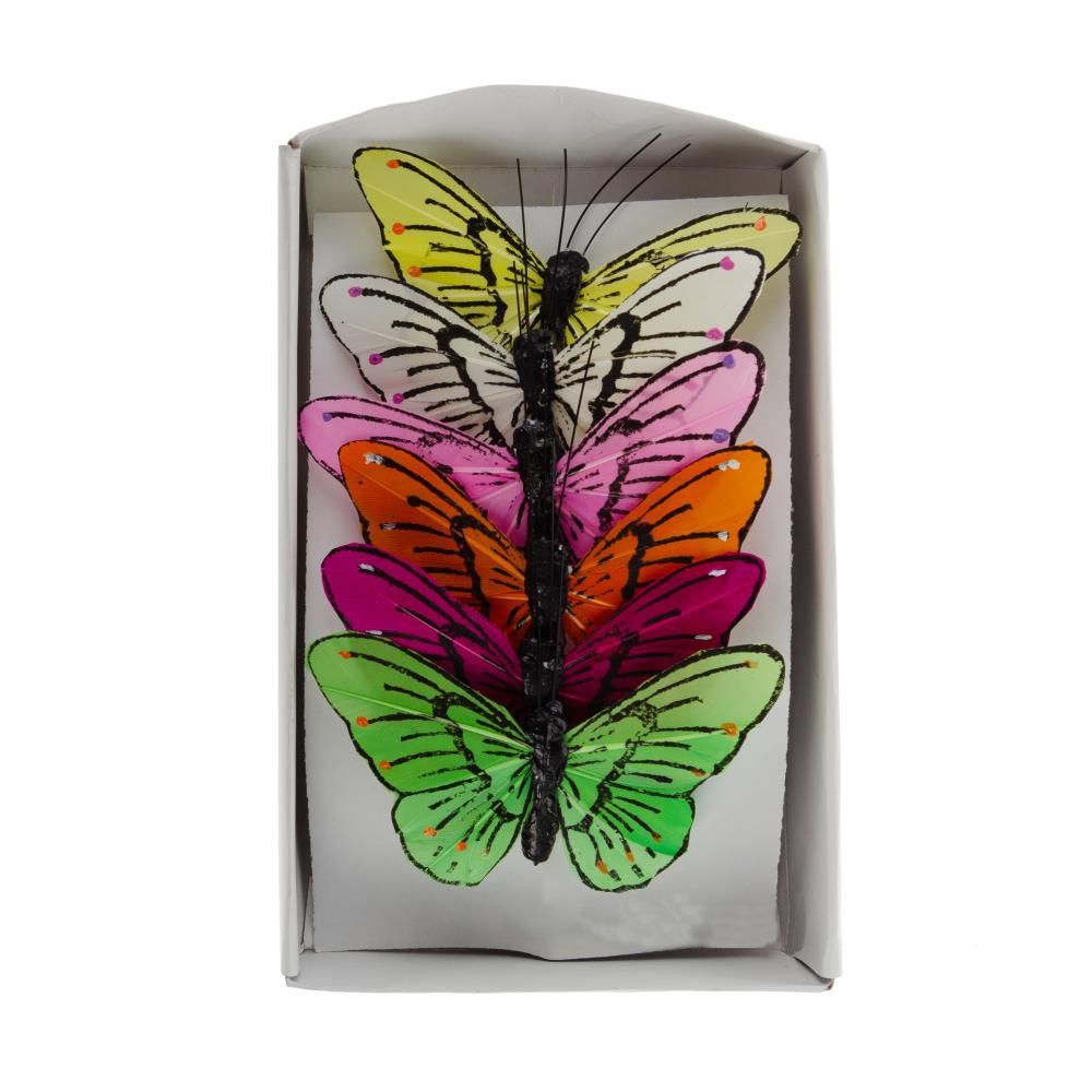 картинка Набор вставок Бабочка (перо), микс, 9 см (уп 6 шт) от магазина Флоранж