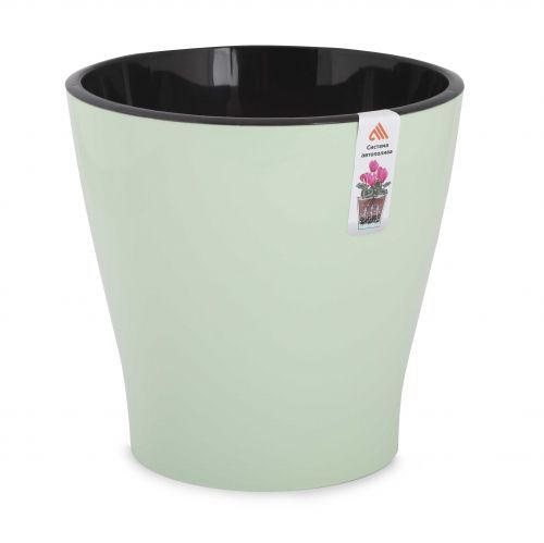 Горшок пластиковый Лея двойной с автополивом,,светло-зеленый 21,5х21,5см, 5л; Россия