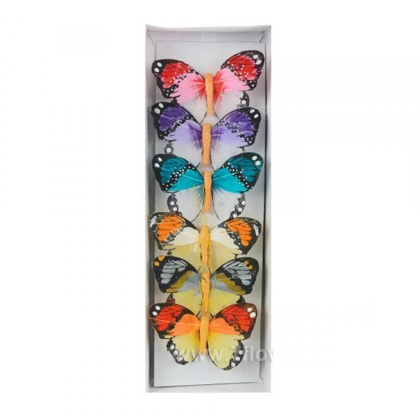 Вставка Бабочка, ассорти цвета, 8см, (6шт)