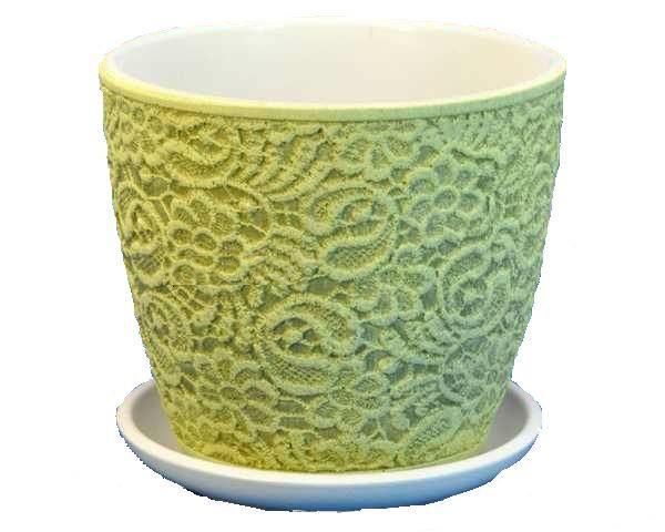 картинка Горшок керамический Бутон гипюр , зеленый, 2л; Россия от магазина Флоранж