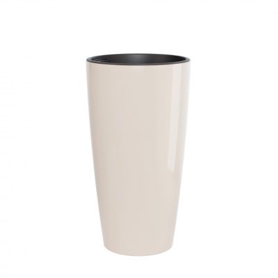 Горшок пластиковый Рондо, 32х32х56,5 см, 35л, бежевый; Россия