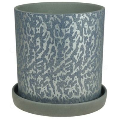 Горшок керамический  цилиндр Шарм, серебрянно-синий; Россия