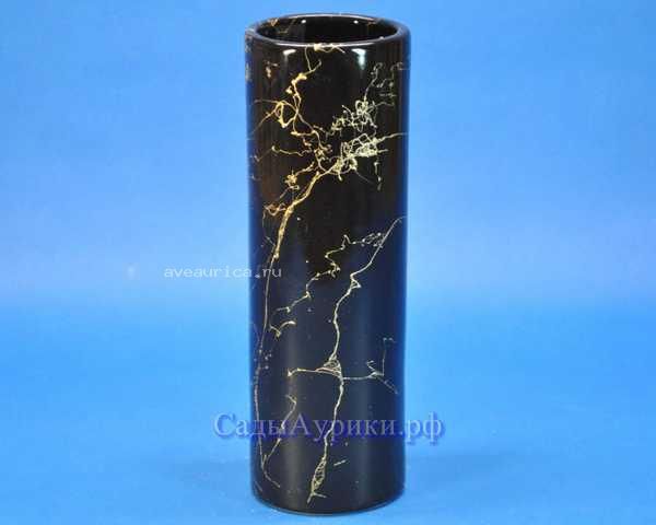 картинка Ваза керамическая Цилиндр (малая), черная, 8х26см; Асфа от магазина Флоранж