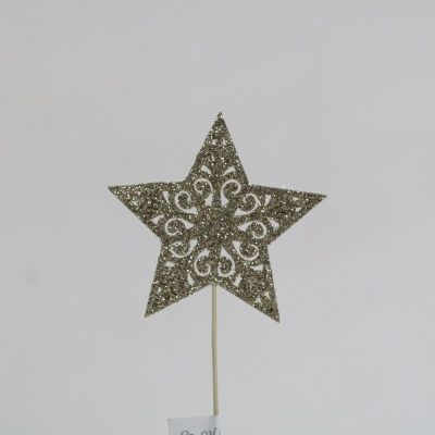 картинка Вставка Звезда с глиттером, 8хH20см, белый от магазина Флоранж