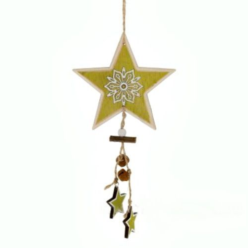 картинка Елочное украшение "Звезда" (дерево), 11.5х22.5см зеленый от магазина Флоранж