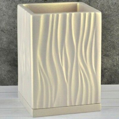 картинка Горшок керамический Кубик Волна высокий 652037, бежевый, 12*12/h17см,  Россия от магазина Флоранж