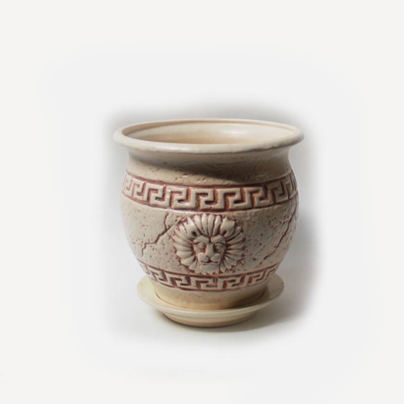 Горшок керамический Лев (3-й из набора), 16,5х14,5см, 1,8л; Россия