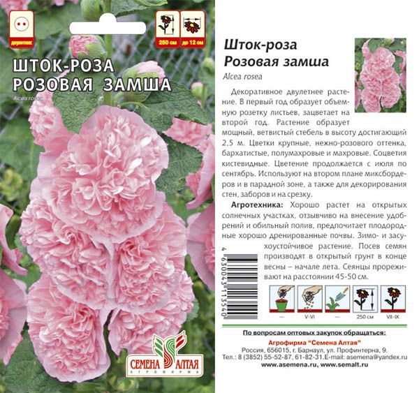 Шток Розовая замша (цветной пакет) 0,1г; Семена Алтая
