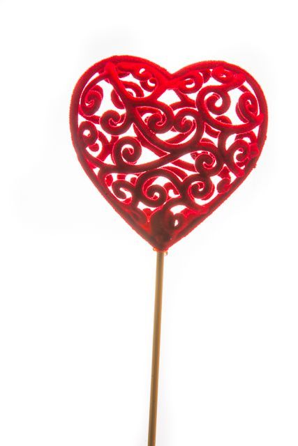 картинка Вставка Сердце Барокко 7х50см, красный от магазина Флоранж
