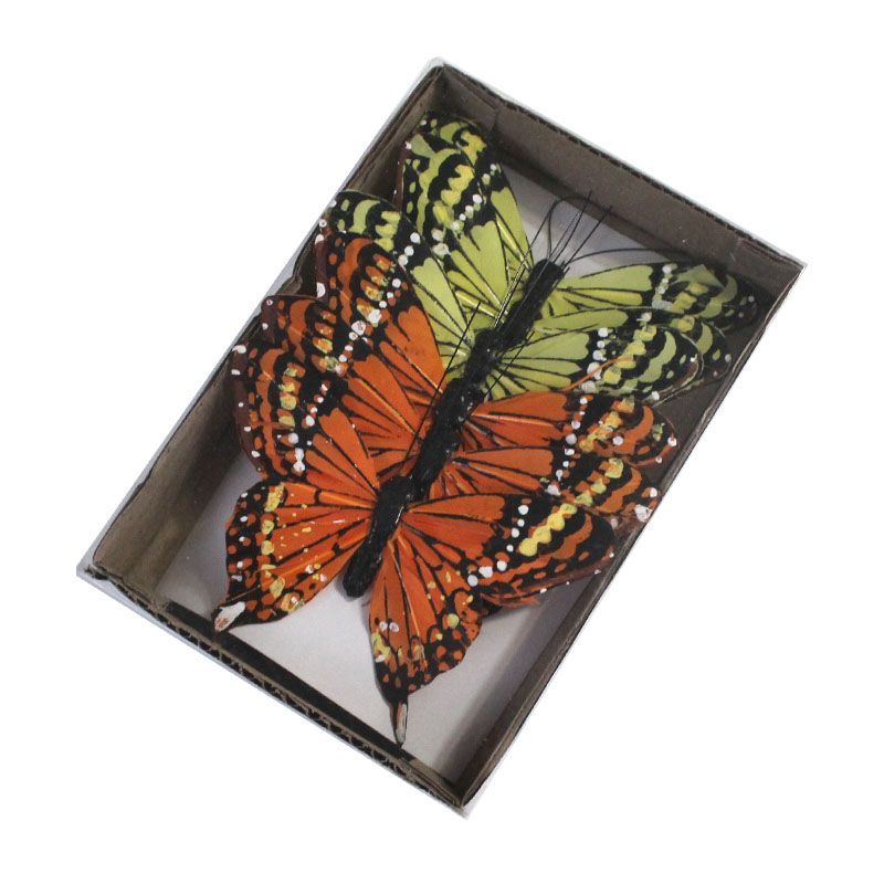 картинка Набор вставок Бабочка (перо), оранжевл-желтые, 10см, (6шт) от магазина Флоранж