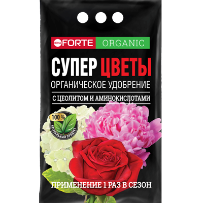 Удобрение, обогащенное цеолитом и аминокислотами СУПЕР Цветы; Бона Форте (пакет), 0,9кг