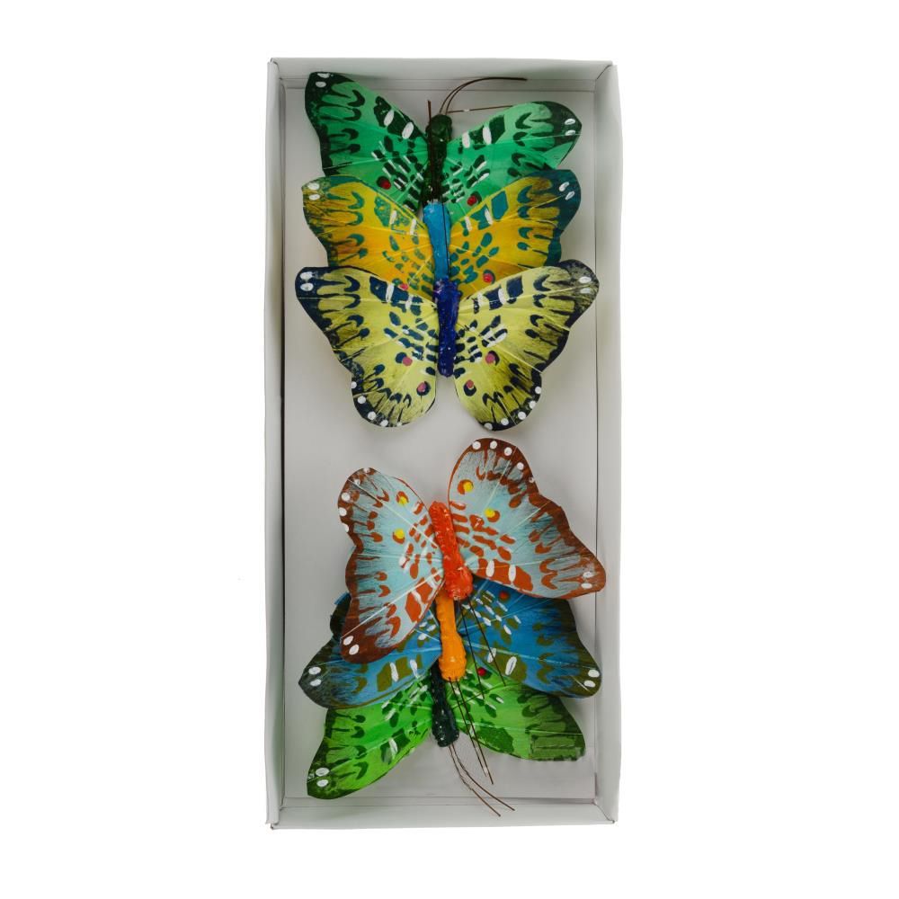 картинка Набор вставок Бабочка, зелено-желтые, 10см, (6 шт) от магазина Флоранж