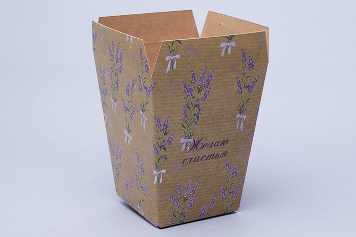 картинка сумка Плайм 78086  для цветов H150 D120/90 "Желаю счастья" Лаванда от магазина Флоранж