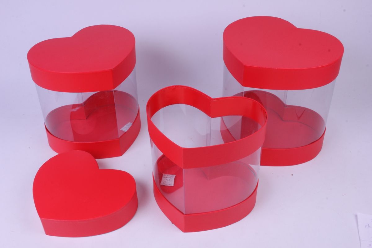 Коробка Сердце с прозрачными стенками  62113 (3-й из набора) 26х21х26см; Китай