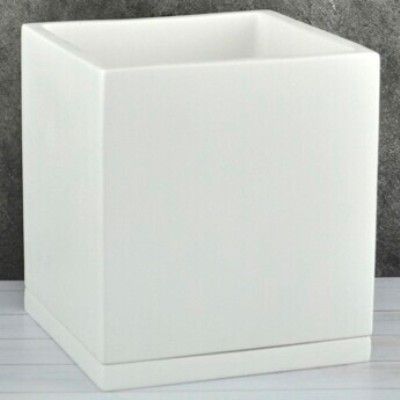 картинка Горшок керамический Кубик 651627, белый,  20*20/h22см, 5,7 л; Россия от магазина Флоранж