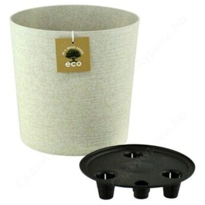 Горшок пластиковый Эко Цилиндр, слоновая кость, 20х20см, 5,2л; Россия