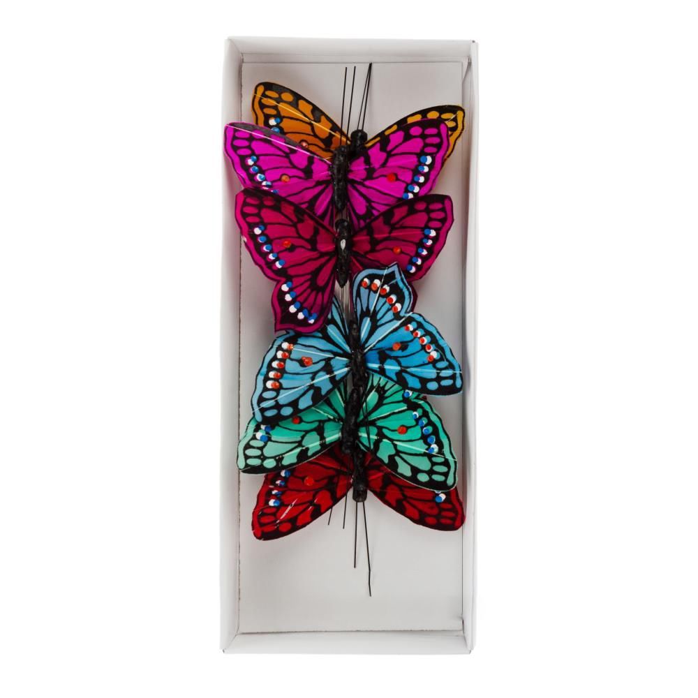 картинка Набор вставок Бабочка (перо), микс, 8 см (уп 6 шт) от магазина Флоранж