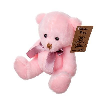 картинка Игрушка м/н Медведь с бантом, 15см, розовый от магазина Флоранж