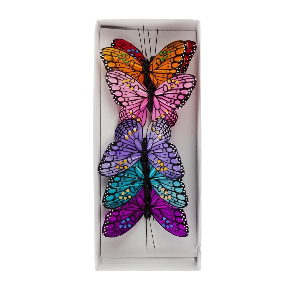 картинка Набор вставок Бабочка, с рисунком, 8см, (6 шт) от магазина Флоранж