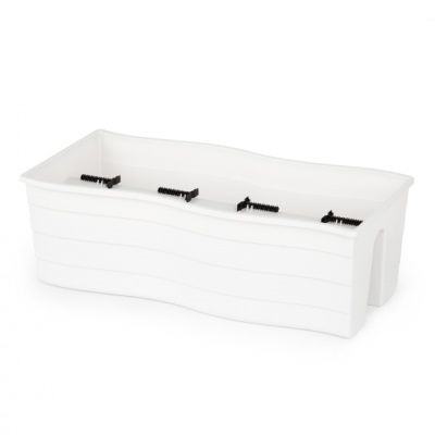 Кашпо пластиковое на перила большое, 58,5х28х20см, 20л, белое; Россия