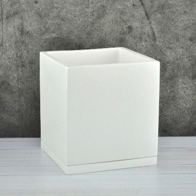 картинка Горшок керамический Кубик 651610, белый, 15*15/h17см, 2.6 л; Россия от магазина Флоранж
